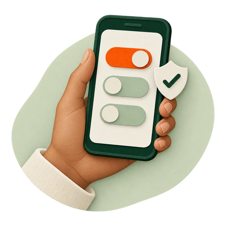 Illustration of privacy choices on a phone